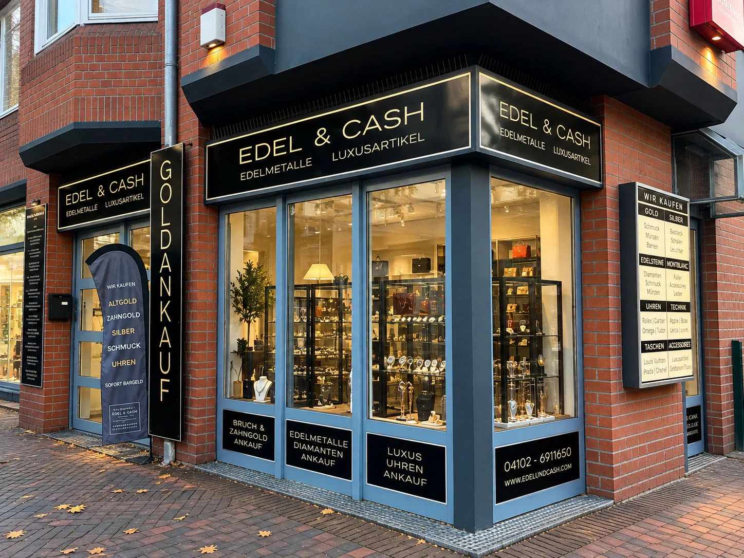 Ladengeschäft Edel & Cash von außen