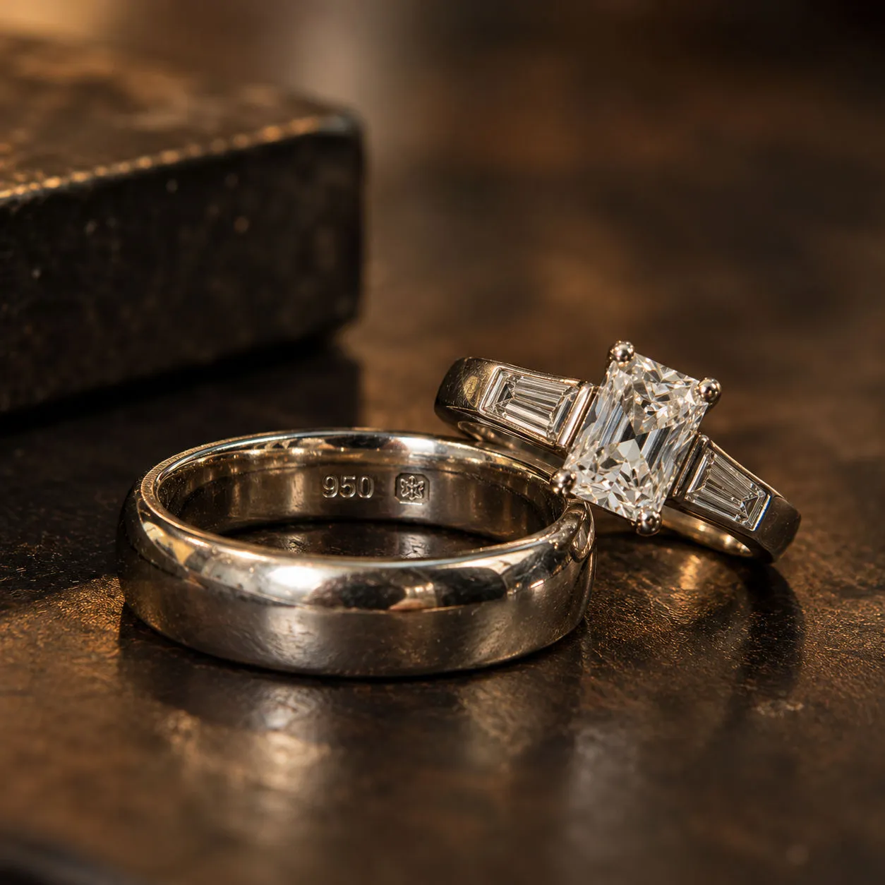 Platinringe, innen mit der Punze 950 gestempelt