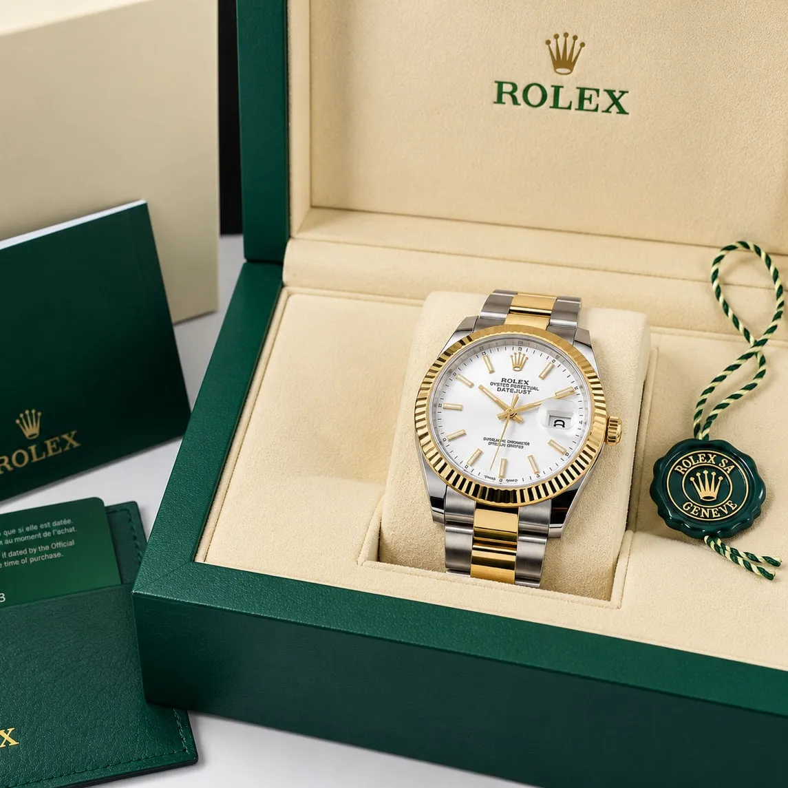Rolex Datejust in Stahl und Gold in der Originalbox mit Papieren